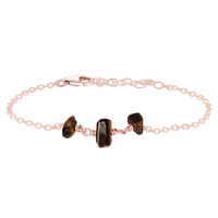 Beaded Chain Bracelet - Tigers Eye - 14K Rose Gold Fill - Luna Tide Handmade Jewellery