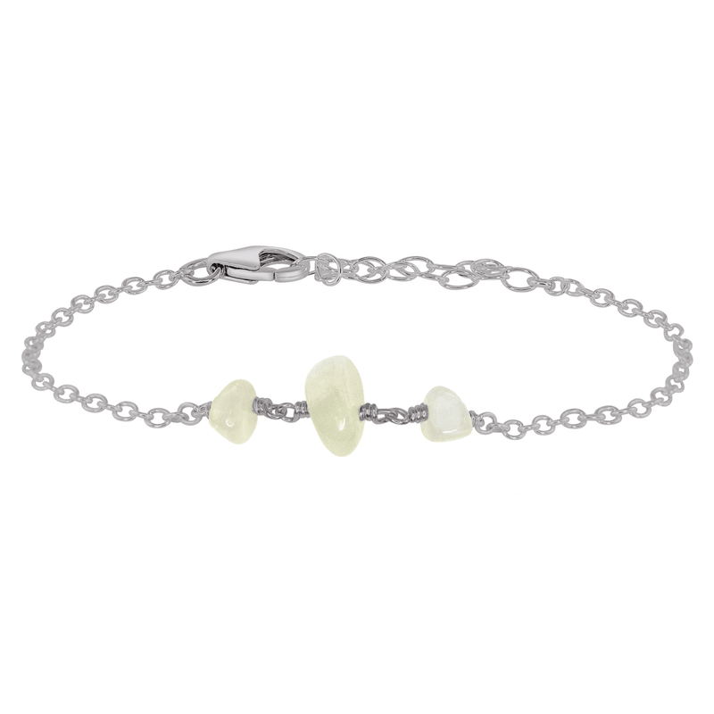Beaded Chain Bracelet - White Moonstone - Stainless Steel - Luna Tide Handmade Jewellery