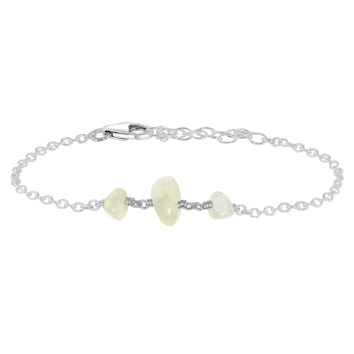 Beaded Chain Bracelet - White Moonstone - Sterling Silver - Luna Tide Handmade Jewellery