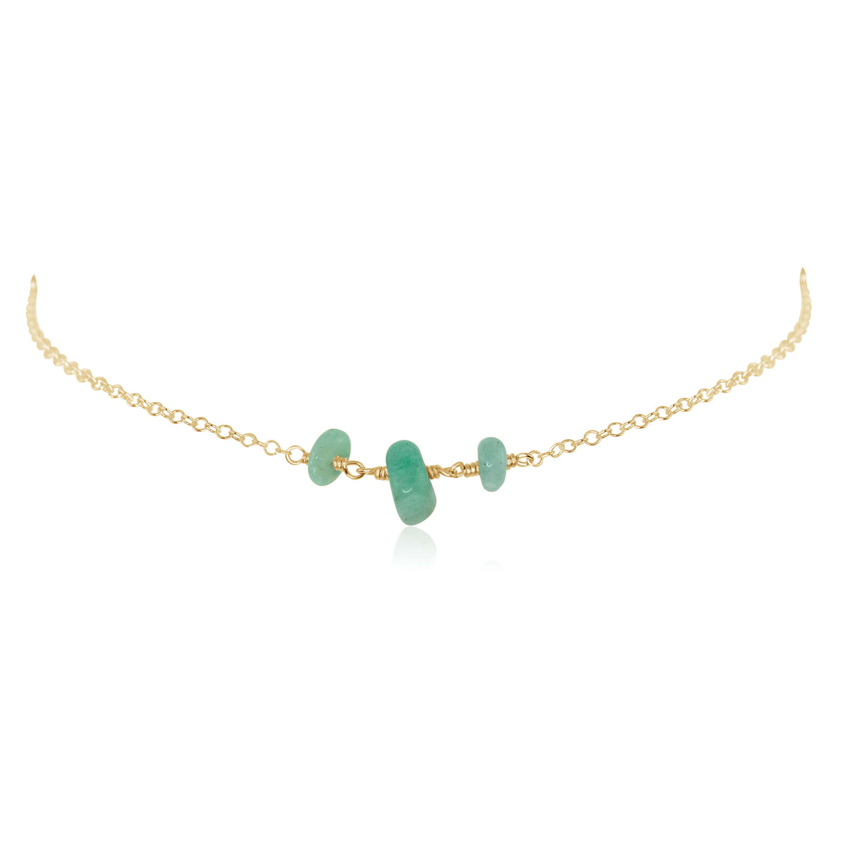 Beaded Chain Choker - Amazonite - 14K Gold Fill - Luna Tide Handmade Jewellery