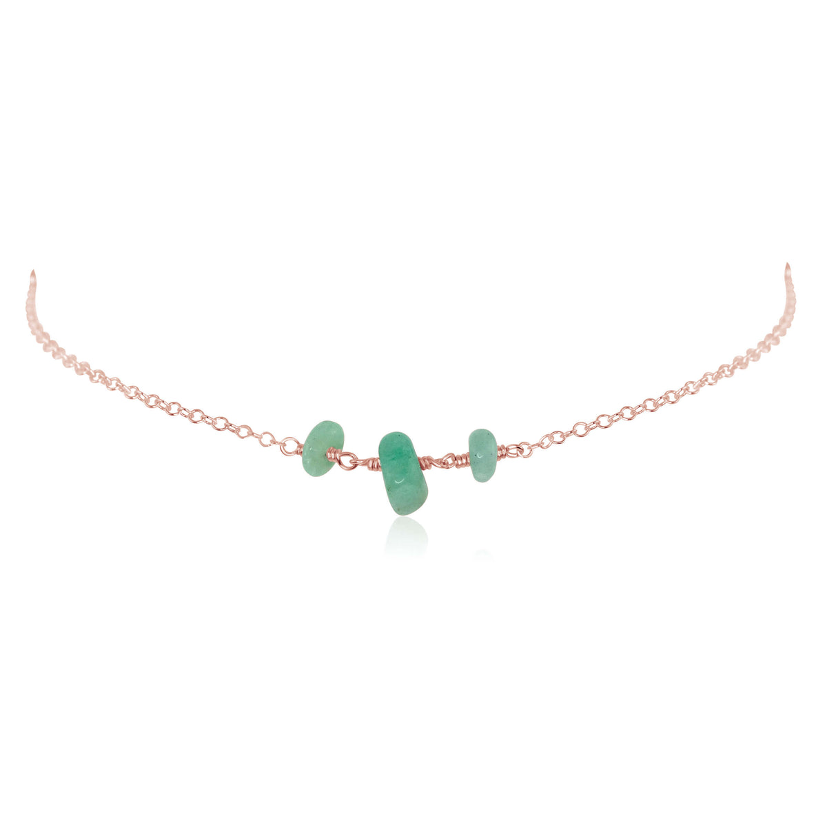 Beaded Chain Choker - Amazonite - 14K Rose Gold Fill - Luna Tide Handmade Jewellery