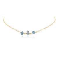 Beaded Chain Choker - Aquamarine - 14K Gold Fill - Luna Tide Handmade Jewellery