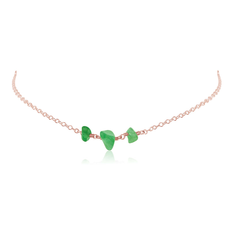 Beaded Chain Choker - Aventurine - 14K Rose Gold Fill - Luna Tide Handmade Jewellery
