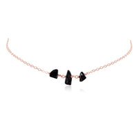 Beaded Chain Choker - Black Onyx - 14K Rose Gold Fill - Luna Tide Handmade Jewellery