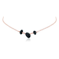 Beaded Chain Choker - Black Tourmaline - 14K Rose Gold Fill - Luna Tide Handmade Jewellery