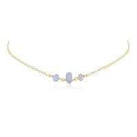 Beaded Chain Choker - Blue Lace Agate - 14K Gold Fill - Luna Tide Handmade Jewellery