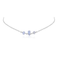 Beaded Chain Choker - Blue Lace Agate - Sterling Silver - Luna Tide Handmade Jewellery
