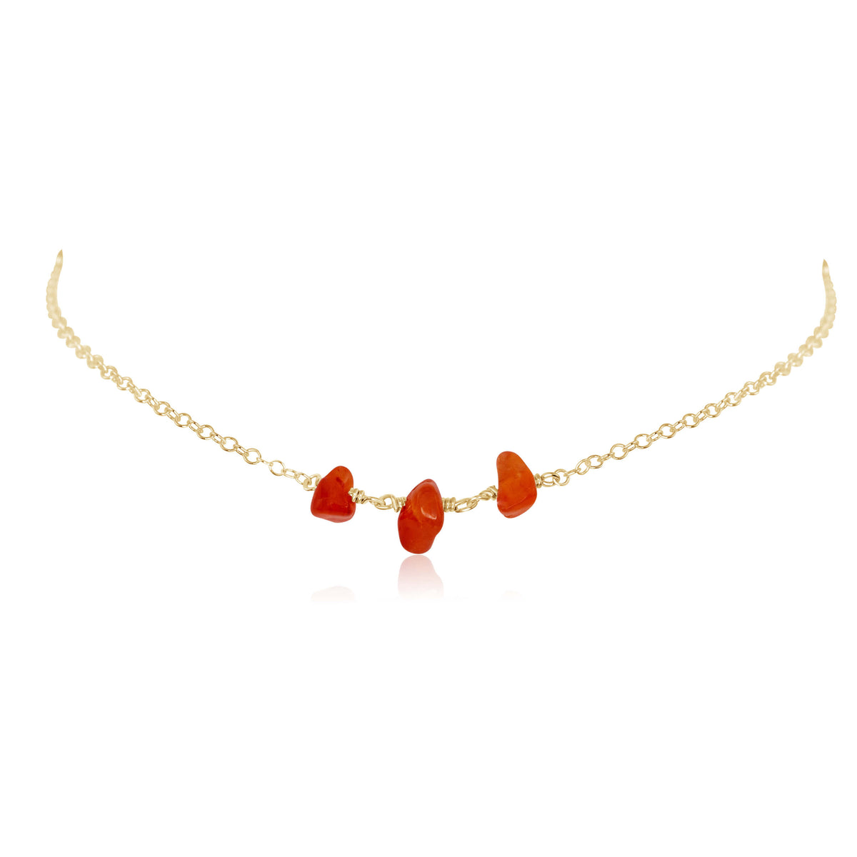 Beaded Chain Choker - Carnelian - 14K Gold Fill - Luna Tide Handmade Jewellery