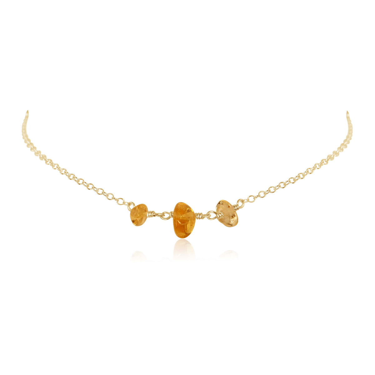Beaded Chain Choker - Citrine - 14K Gold Fill - Luna Tide Handmade Jewellery
