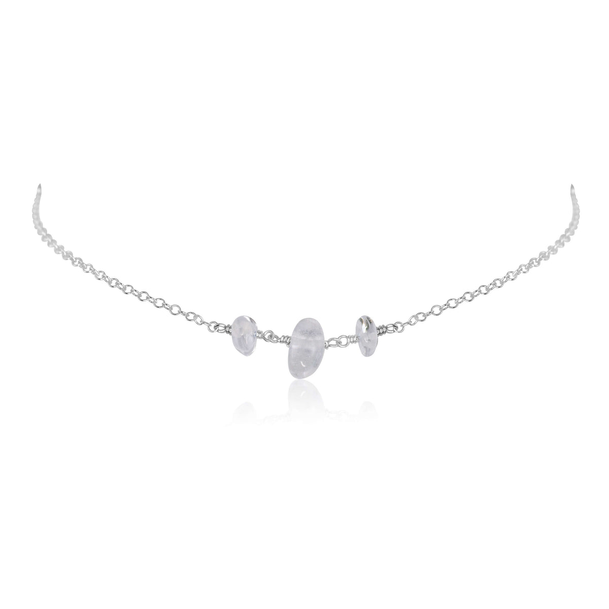 Beaded Chain Choker - Crystal Quartz - Sterling Silver - Luna Tide Handmade Jewellery