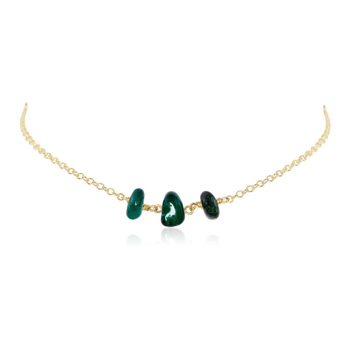 Beaded Chain Choker - Emerald - 14K Gold Fill - Luna Tide Handmade Jewellery