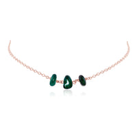 Beaded Chain Choker - Emerald - 14K Rose Gold Fill - Luna Tide Handmade Jewellery