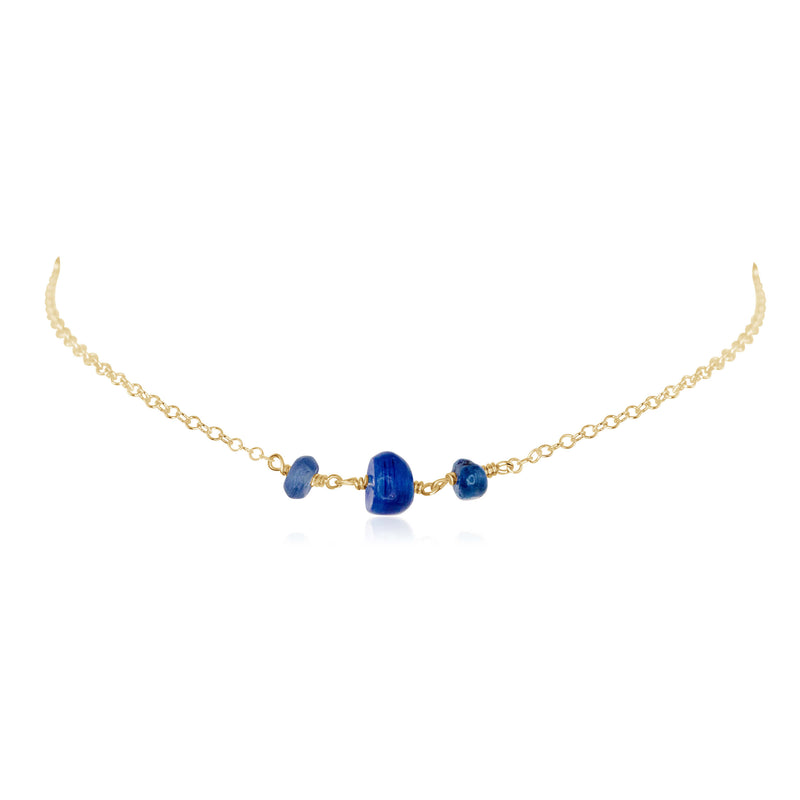 Beaded Chain Choker - Kyanite - 14K Gold Fill - Luna Tide Handmade Jewellery