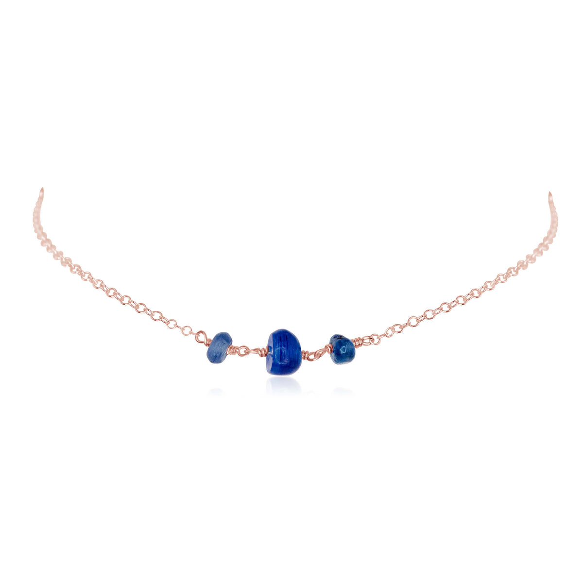 Beaded Chain Choker - Kyanite - 14K Rose Gold Fill - Luna Tide Handmade Jewellery