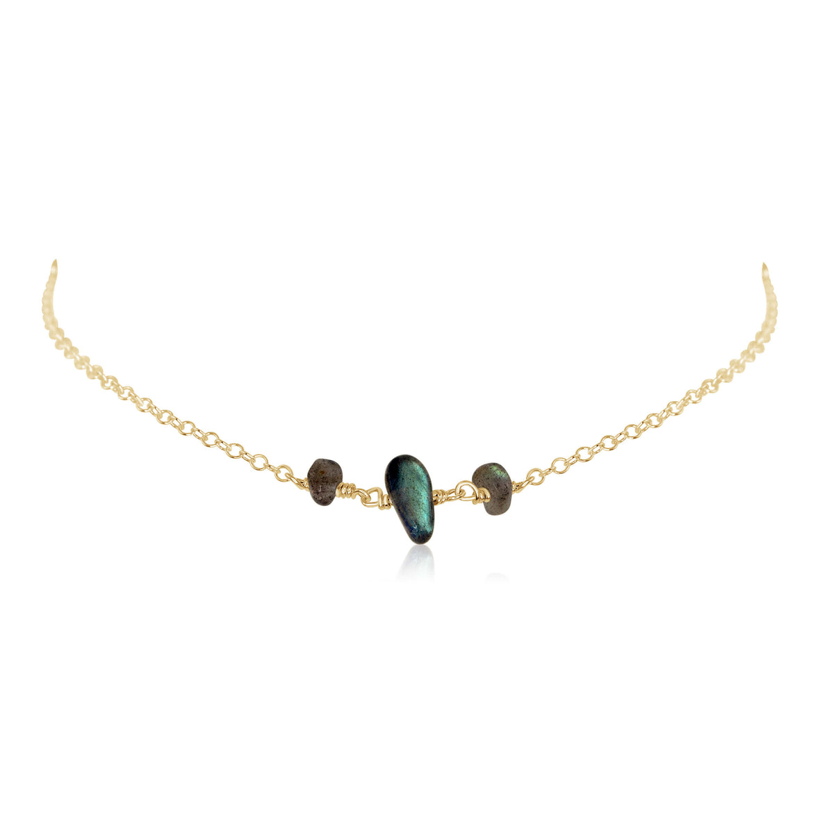 Beaded Chain Choker - Labradorite - 14K Gold Fill - Luna Tide Handmade Jewellery