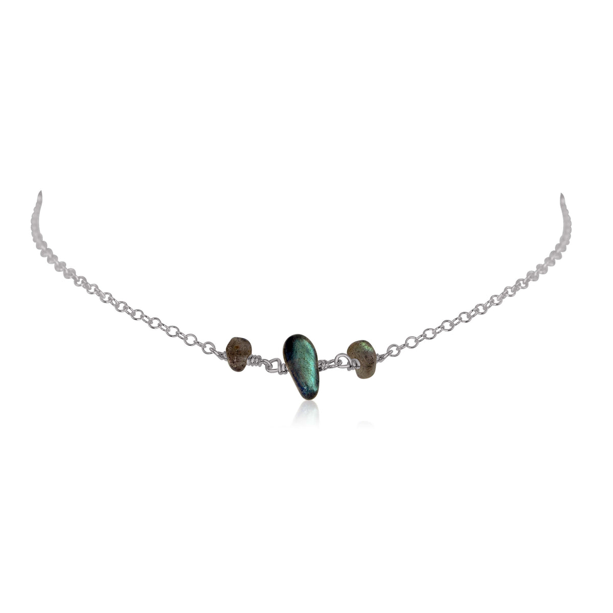 Beaded Chain Choker - Labradorite - Stainless Steel - Luna Tide Handmade Jewellery