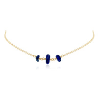 Beaded Chain Choker - Lapis Lazuli - 14K Gold Fill - Luna Tide Handmade Jewellery