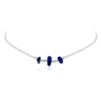 Beaded Chain Choker - Lapis Lazuli - Sterling Silver - Luna Tide Handmade Jewellery
