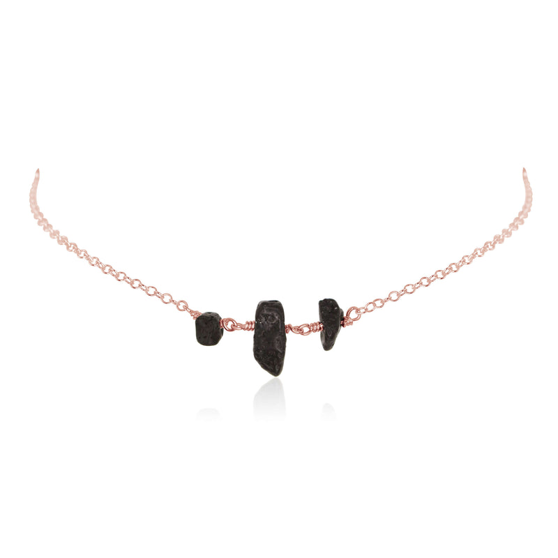 Beaded Chain Choker - Lava - 14K Rose Gold Fill - Luna Tide Handmade Jewellery