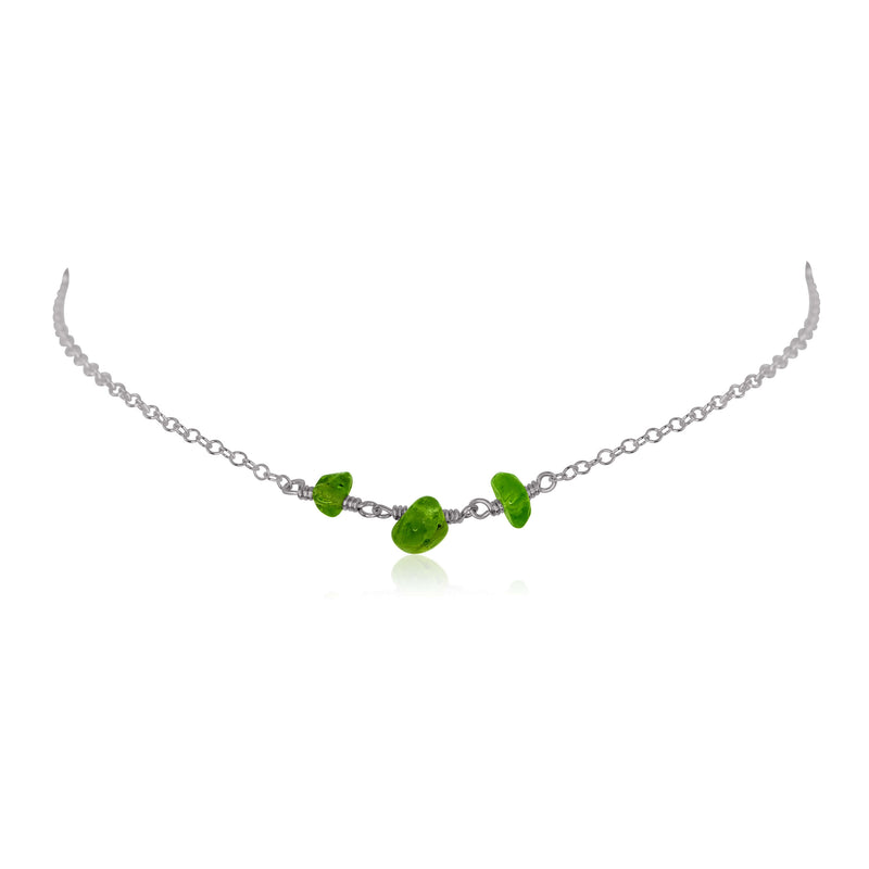 Beaded Chain Choker - Peridot - Stainless Steel - Luna Tide Handmade Jewellery