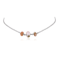 Beaded Chain Choker - Pink Peruvian Opal - Stainless Steel - Luna Tide Handmade Jewellery