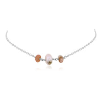 Beaded Chain Choker - Pink Peruvian Opal - Sterling Silver - Luna Tide Handmade Jewellery