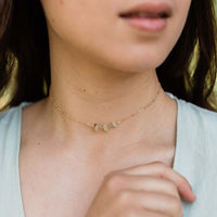 Beaded Chain Choker - Prehnite - 14K Gold Fill - Luna Tide Handmade Jewellery