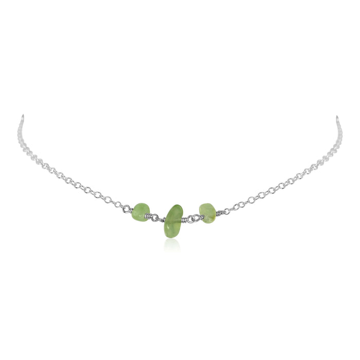 Beaded Chain Choker - Prehnite - Sterling Silver - Luna Tide Handmade Jewellery