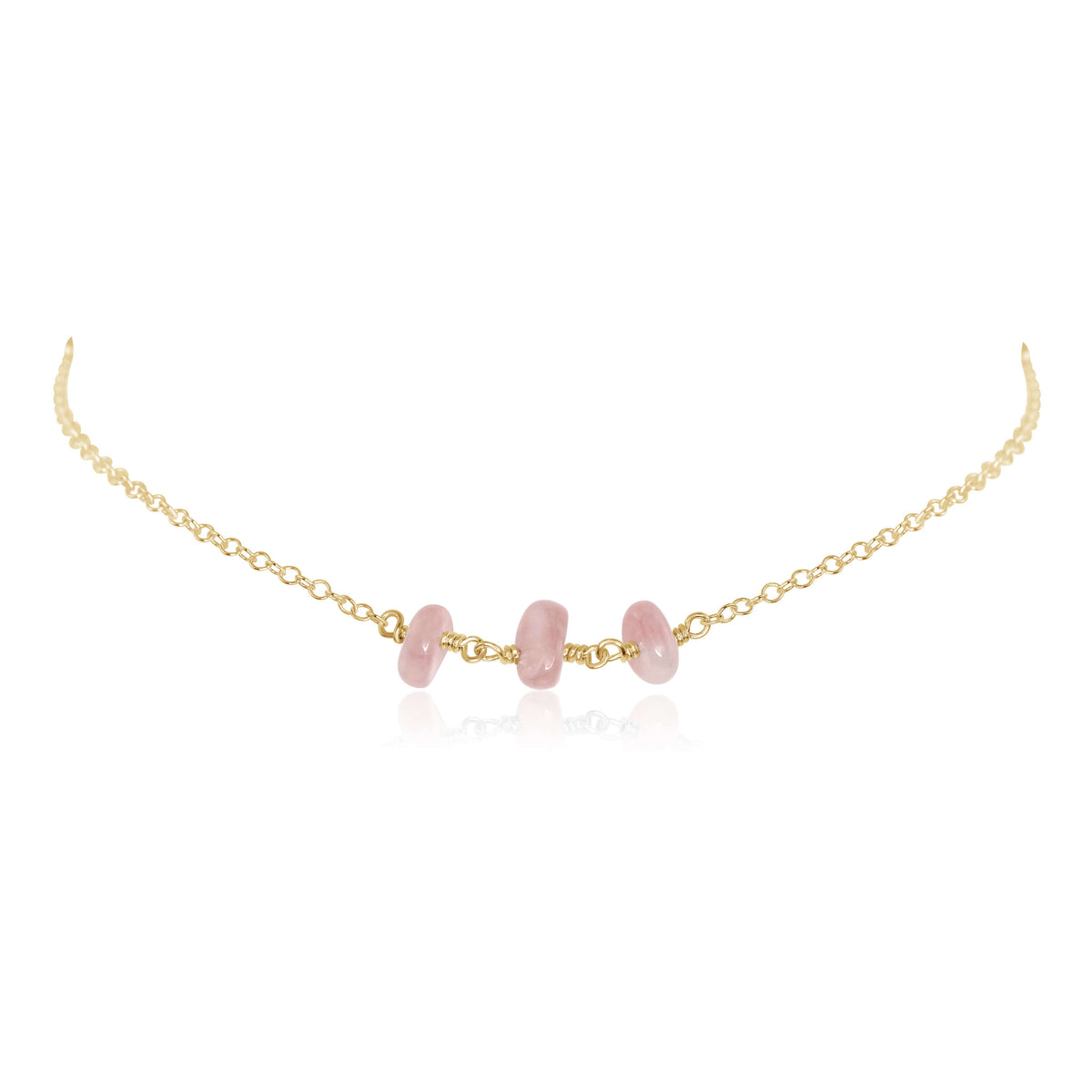 Beaded Chain Choker - Rose Quartz - 14K Gold Fill - Luna Tide Handmade Jewellery