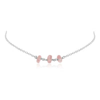 Beaded Chain Choker - Rose Quartz - Sterling Silver - Luna Tide Handmade Jewellery