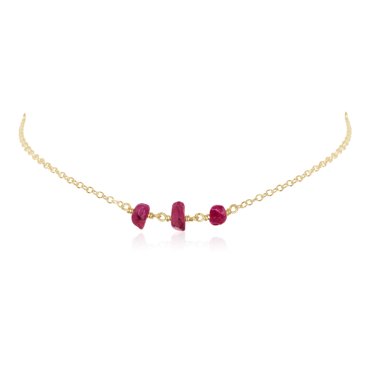 Beaded Chain Choker - Ruby - 14K Gold Fill - Luna Tide Handmade Jewellery