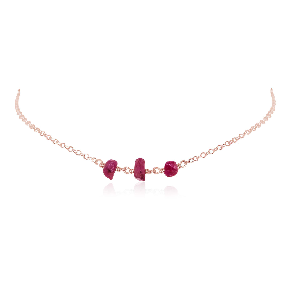 Beaded Chain Choker - Ruby - 14K Rose Gold Fill - Luna Tide Handmade Jewellery