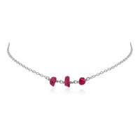 Beaded Chain Choker - Ruby - Stainless Steel - Luna Tide Handmade Jewellery
