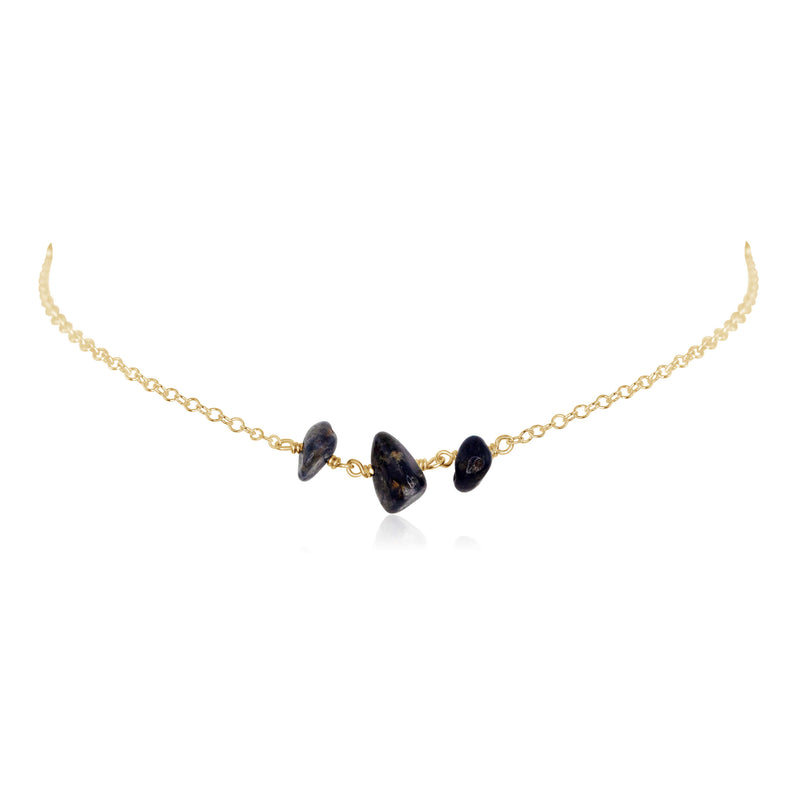 Beaded Chain Choker - Sapphire - 14K Gold Fill - Luna Tide Handmade Jewellery