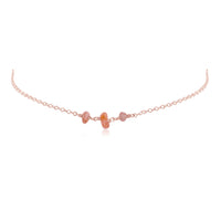 Beaded Chain Choker - Sunstone - 14K Rose Gold Fill - Luna Tide Handmade Jewellery