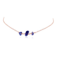 Beaded Chain Choker - Tanzanite - 14K Rose Gold Fill - Luna Tide Handmade Jewellery