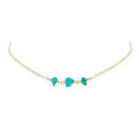 Beaded Chain Choker - Turquoise - 14K Gold Fill - Luna Tide Handmade Jewellery