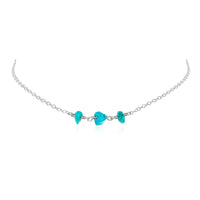 Beaded Chain Choker - Turquoise - Sterling Silver - Luna Tide Handmade Jewellery