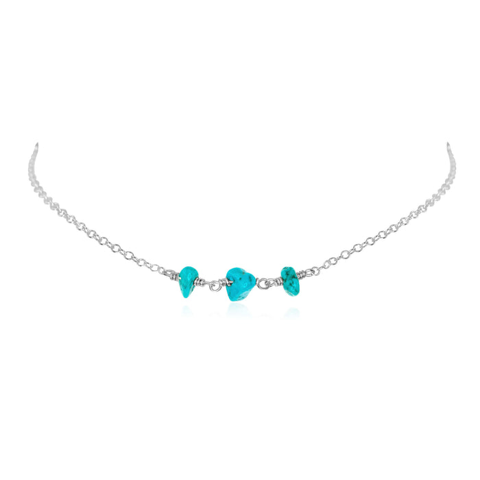 Beaded Chain Choker - Turquoise - Sterling Silver - Luna Tide Handmade Jewellery