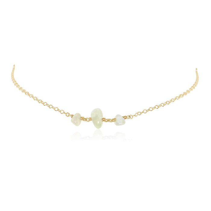 Beaded Chain Choker - White Moonstone - 14K Gold Fill - Luna Tide Handmade Jewellery