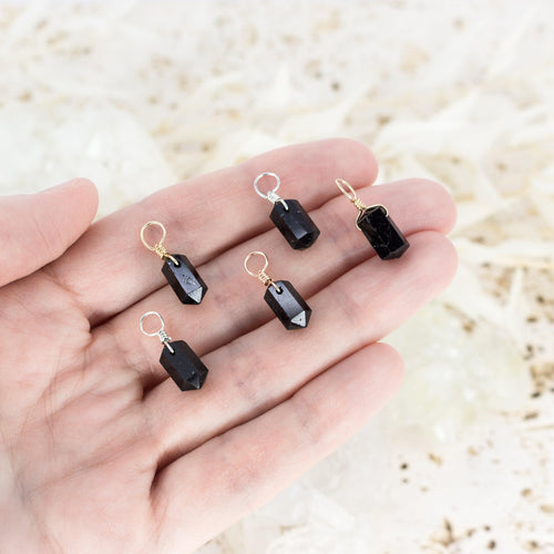 Black Tourmaline Mini Double Terminated Crystal Point Pendant - Black Tourmaline Mini Double Terminated Crystal Point Pendant - 14k Gold Fill - Luna Tide Handmade Crystal Jewellery