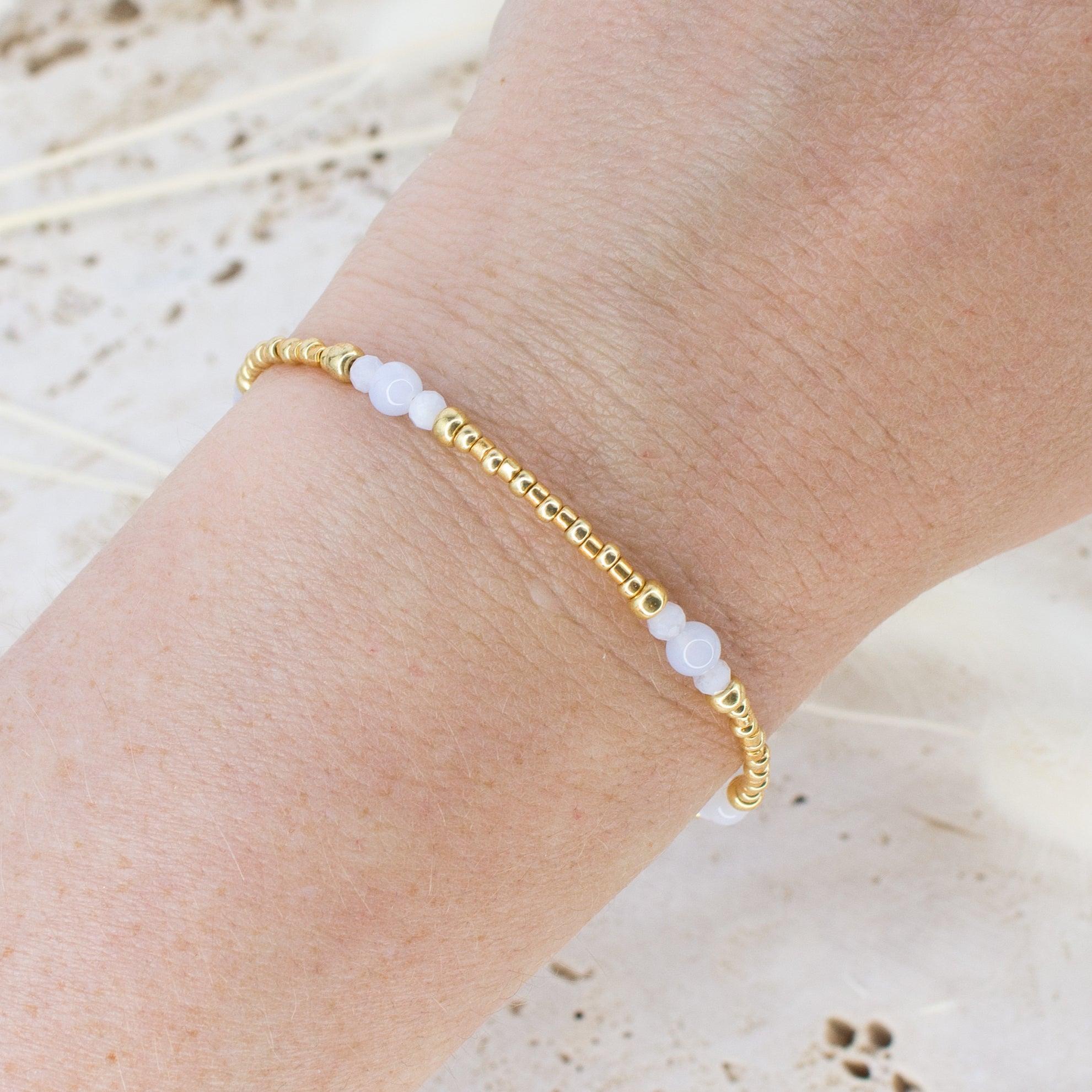 Blue Lace Agate Ancient Tides Bracelet - Blue Lace Agate Ancient Tides Bracelet - 14k Gold Fill - Luna Tide Handmade Crystal Jewellery