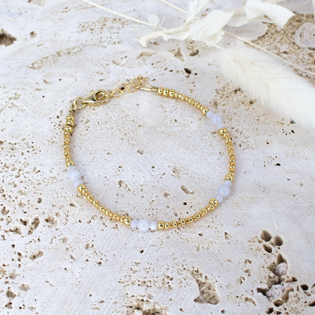 Blue Lace Agate Ancient Tides Bracelet - Blue Lace Agate Ancient Tides Bracelet - 14k Gold Fill - Luna Tide Handmade Crystal Jewellery