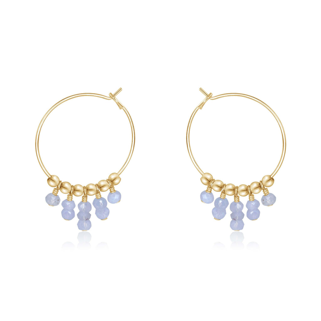 Blue Lace Agate Statement Hoop Earrings - Blue Lace Agate Statement Hoop Earrings - 14k Gold Fill - Luna Tide Handmade Crystal Jewellery