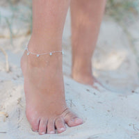 Bead Drop Anklet - Aquamarine - Sterling Silver - Luna Tide Handmade Jewellery