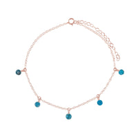 Bead Drop Anklet - Apatite - 14K Rose Gold Fill - Luna Tide Handmade Jewellery