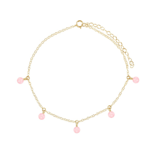 Boho Rose Quartz Bead Drop Anklet - Boho Rose Quartz Bead Drop Anklet - 14k Gold Fill - Luna Tide Handmade Crystal Jewellery