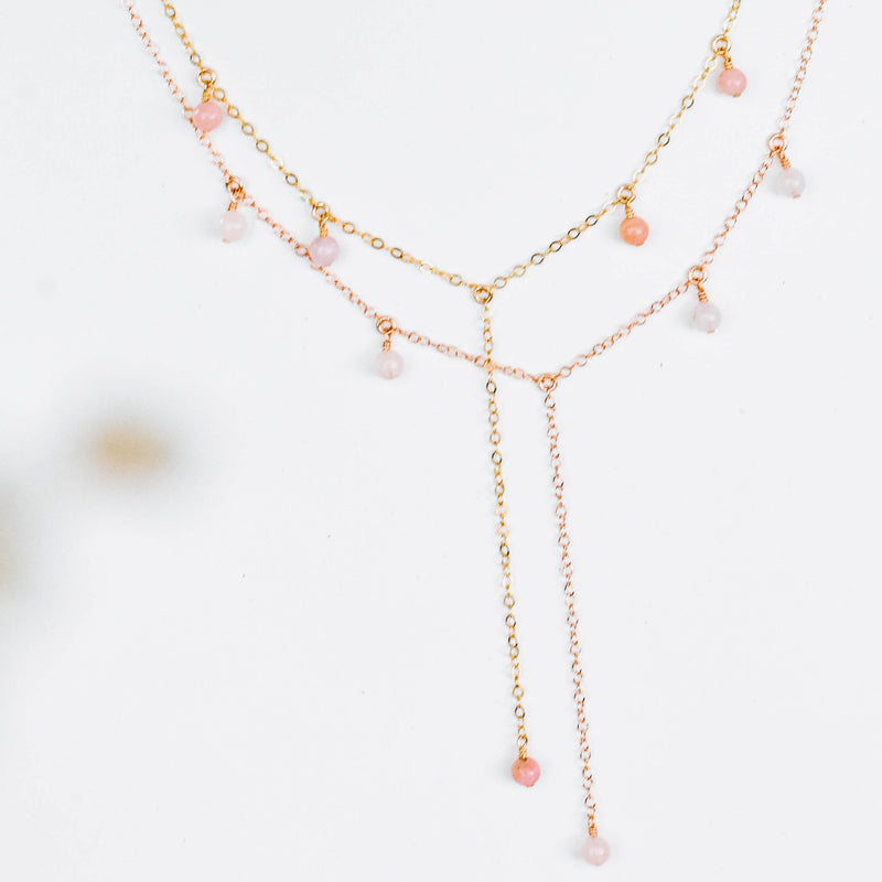 Boho Y Necklace - 14K Gold Fill - 14K Rose Gold Fill - Luna Tide Handmade Jewellery