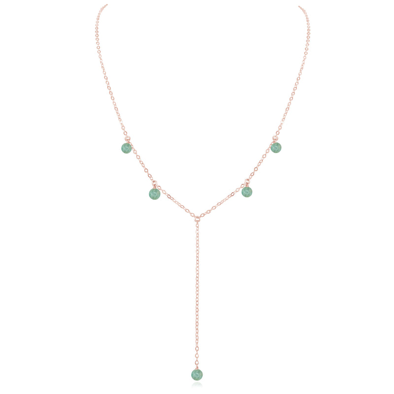 Boho Y Necklace - Amazonite - 14K Rose Gold Fill - Luna Tide Handmade Jewellery