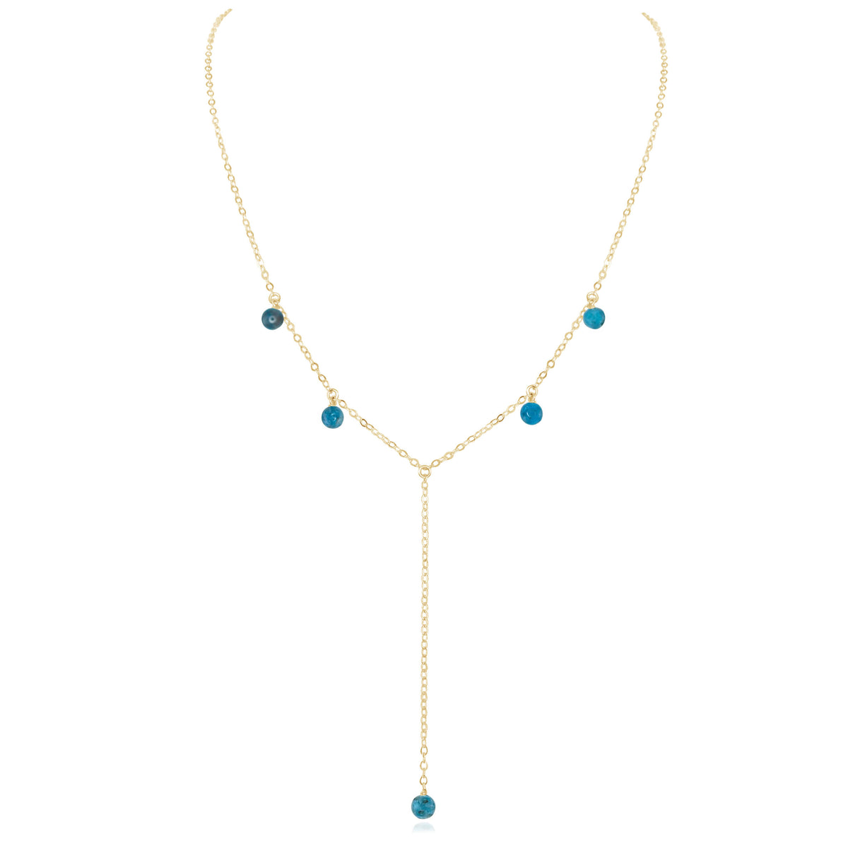 Boho Y Necklace - Apatite - 14K Gold Fill - Luna Tide Handmade Jewellery
